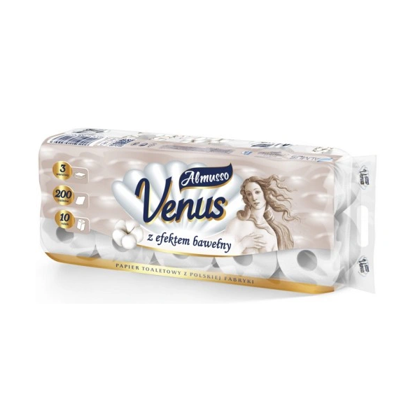 Almusso Papier Toaletowy Venus z efektem bawełny 10 rolek 3 warstwy