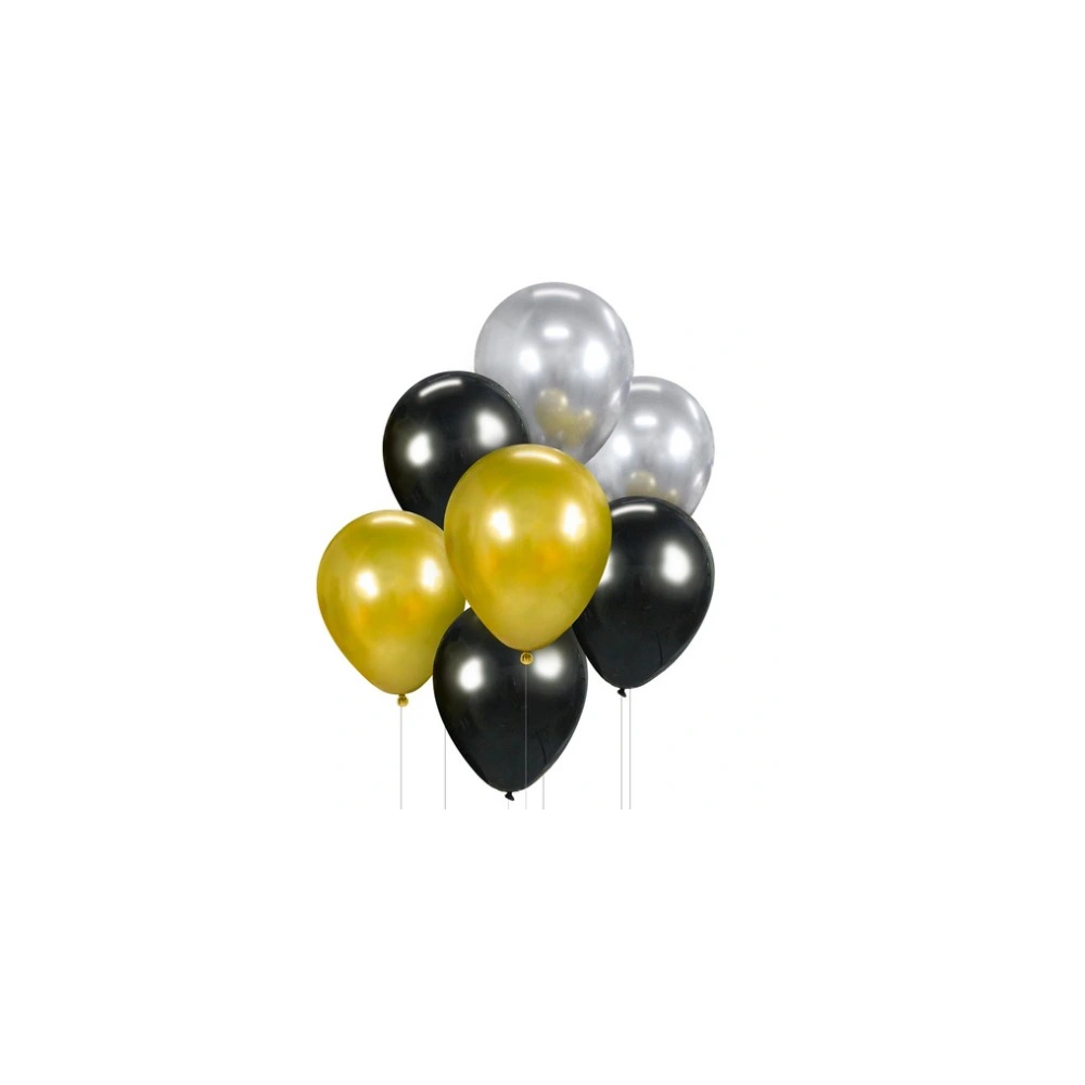 Bukiet balonowy B&C złoto-srebrno-czarny 7 szt