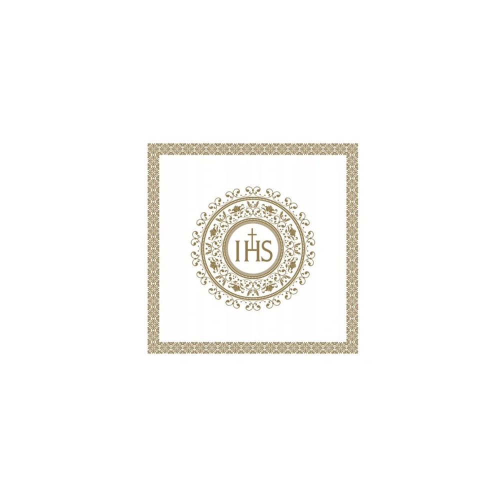 Komunia Święta Serwetki papierowe numer 4 - 20 sztuk złoty wzór IHS