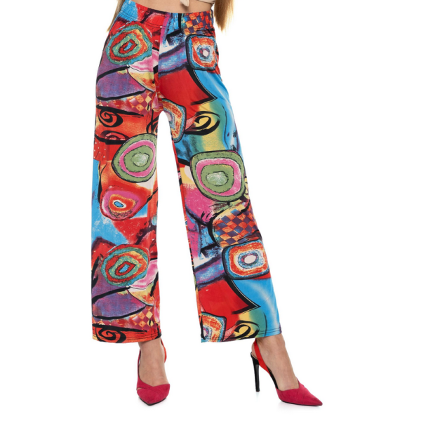 Moraj spodnie Patti OSD 1300-016 rozmiar S/M Luźne spodnie damskie z prostymi nogawkami w kolorowe wzory
