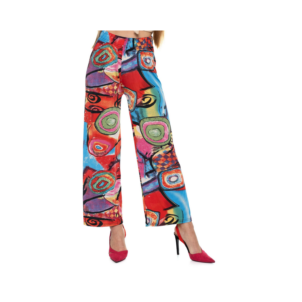 Moraj spodnie Patti OSD 1300-016 rozmiar S/M Luźne spodnie damskie z prostymi nogawkami w kolorowe wzory