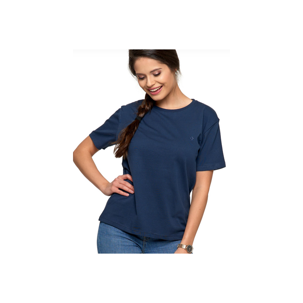 Moraj Koszulka damska granatowa T-shirt z okrągłym dekoltem  Premium Line BD 1500-103 rozmiar M