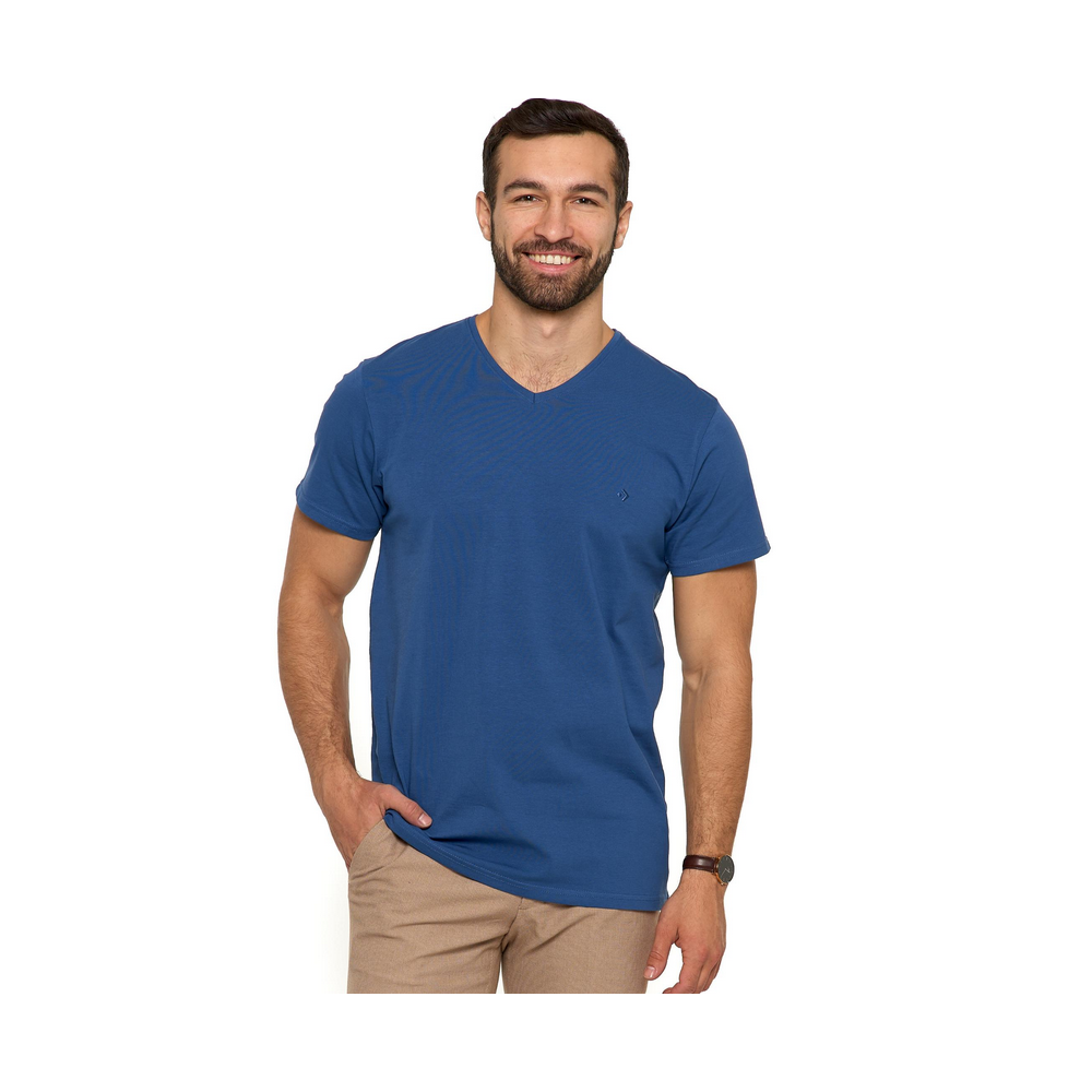 Moraj Blue koszulka męska T-shirt z dekoltem V Premium Line BD 1500-004 z bawełny czesanej rozmiar 3XL