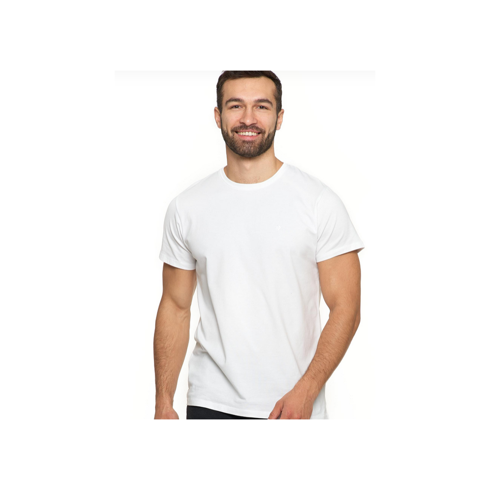 Moraj Biała koszulka męska T-shirt z okrągłym dekoltem  Premium Line BD 1500-003 z bawełny czesanej rozmiar S